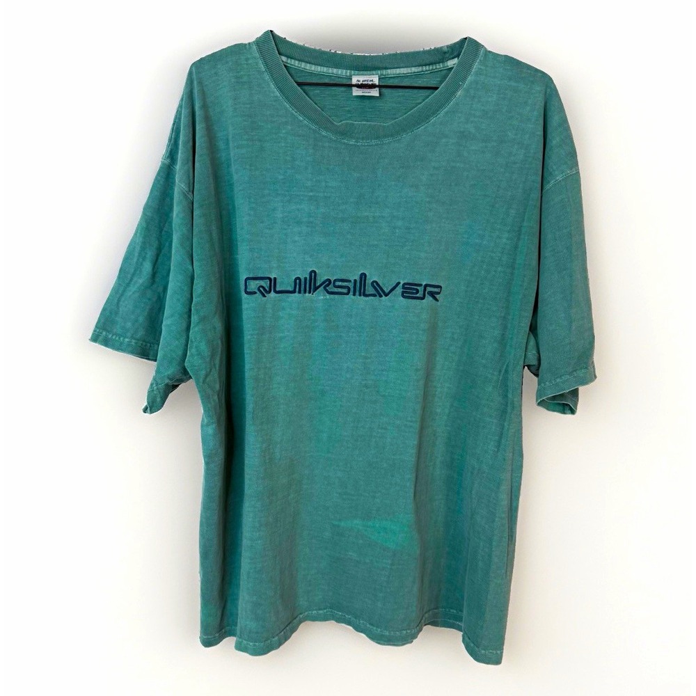 Quiksilver Men's Vintage 1990's Surf a Green Embroidered Logo Tee XL